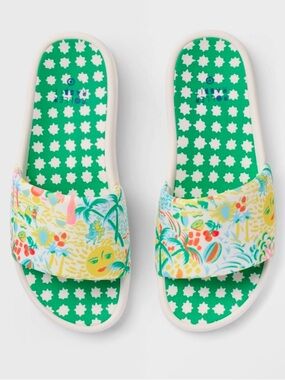 Roller Rabbit x Target Adult Vacation/Star Geo Slide Sandals Yellow/Green